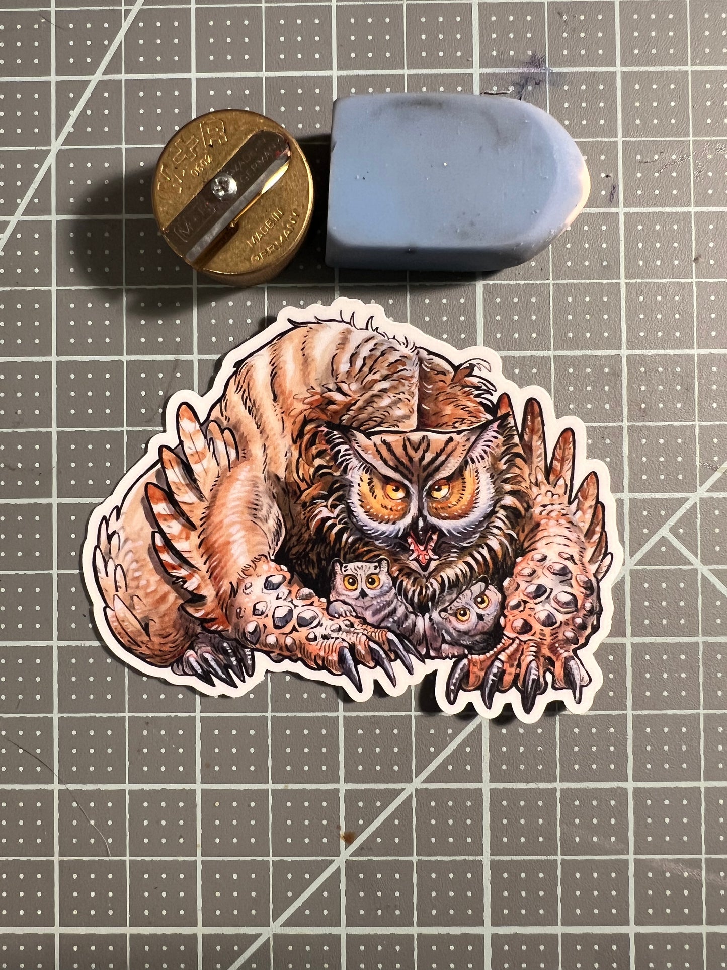 Owl bear vinyl sticker