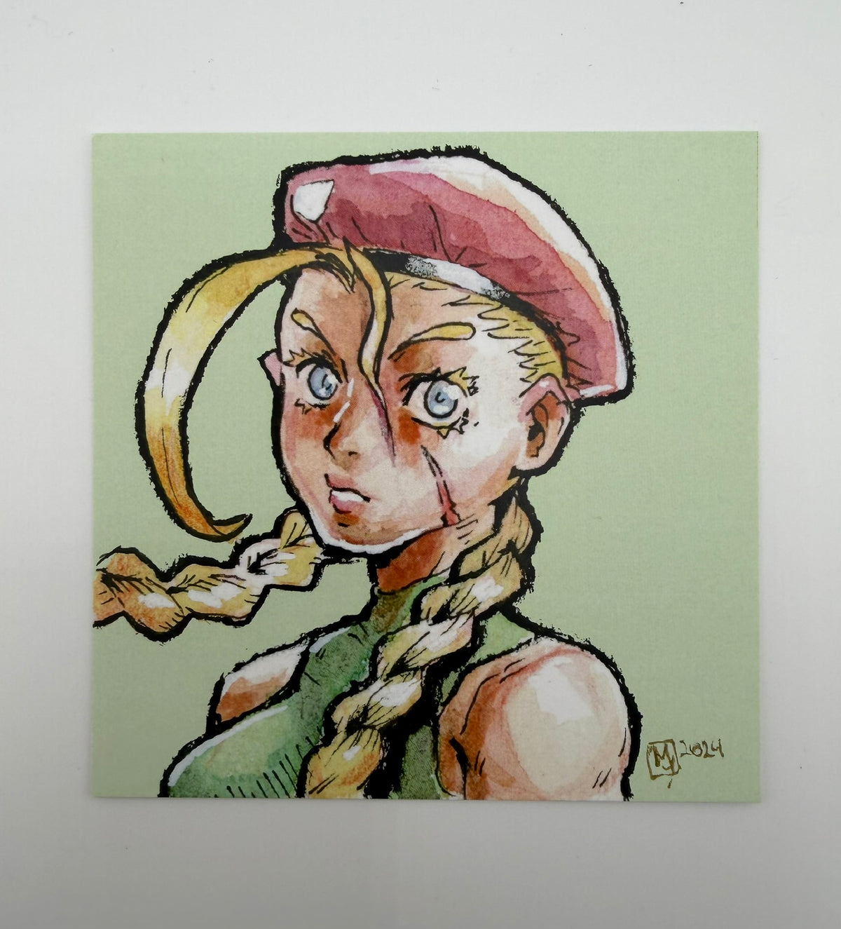 Beret martial artist mini print, 4x4