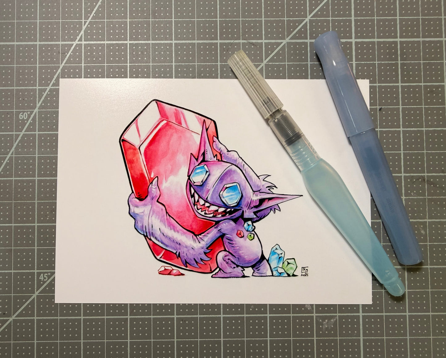 Gem eyed goblin art print, 5x7