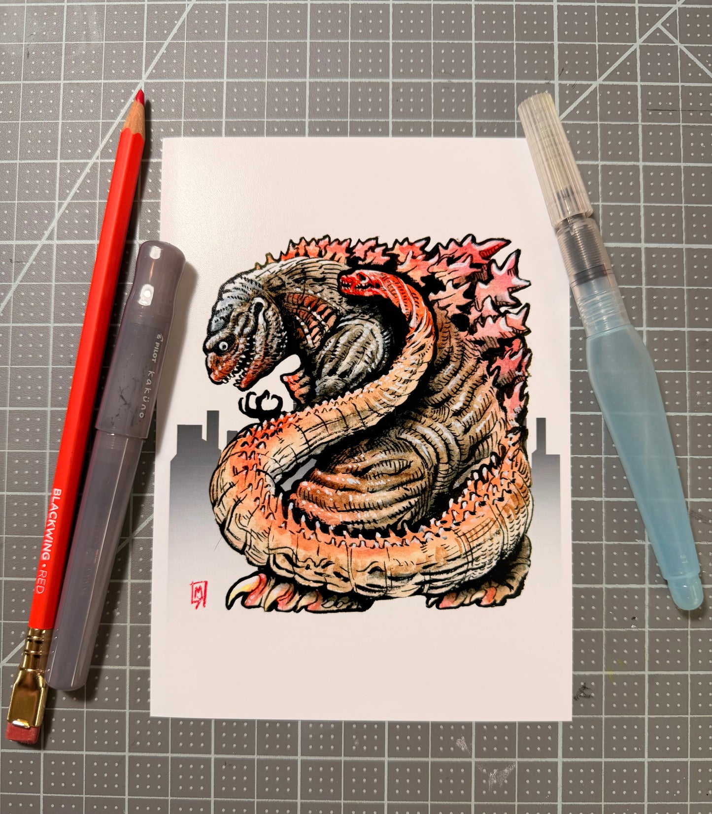 Large atomic lizard art print, 5x7
