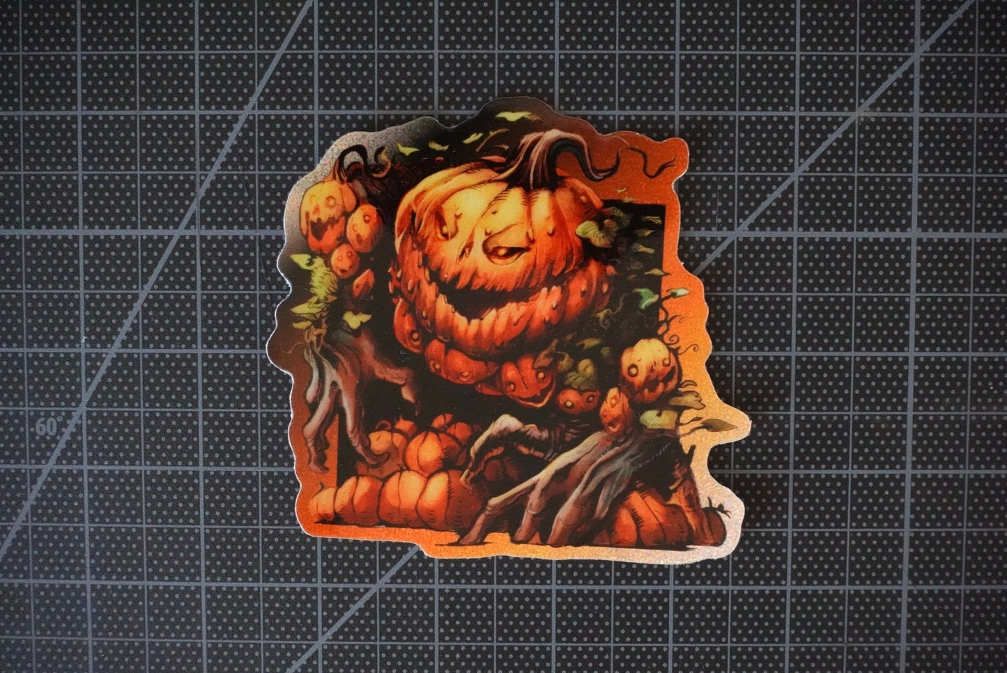 Pumpkin golem holographic vinyl sticker