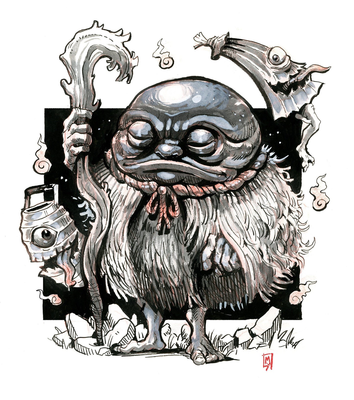 Yokai guy art print, 8x10, 5x7