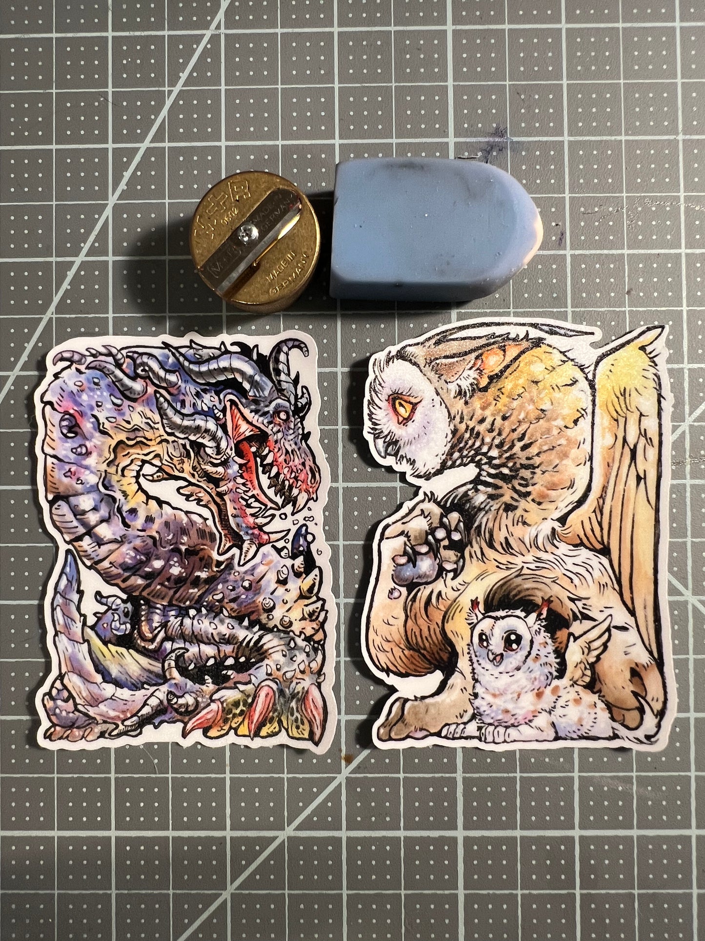 Owl griffin and cub vinyl sticker