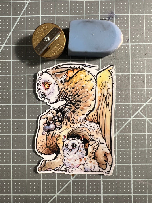 Owl griffin and cub vinyl sticker