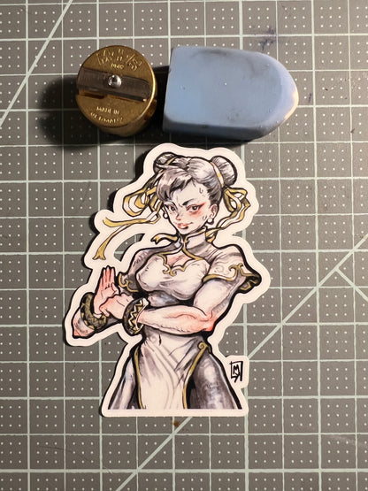 hair bun martial artist sticker