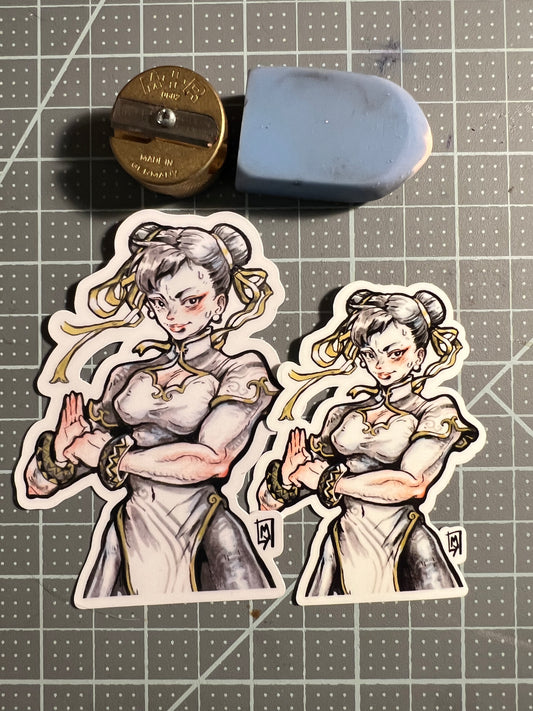 hair bun martial artist sticker