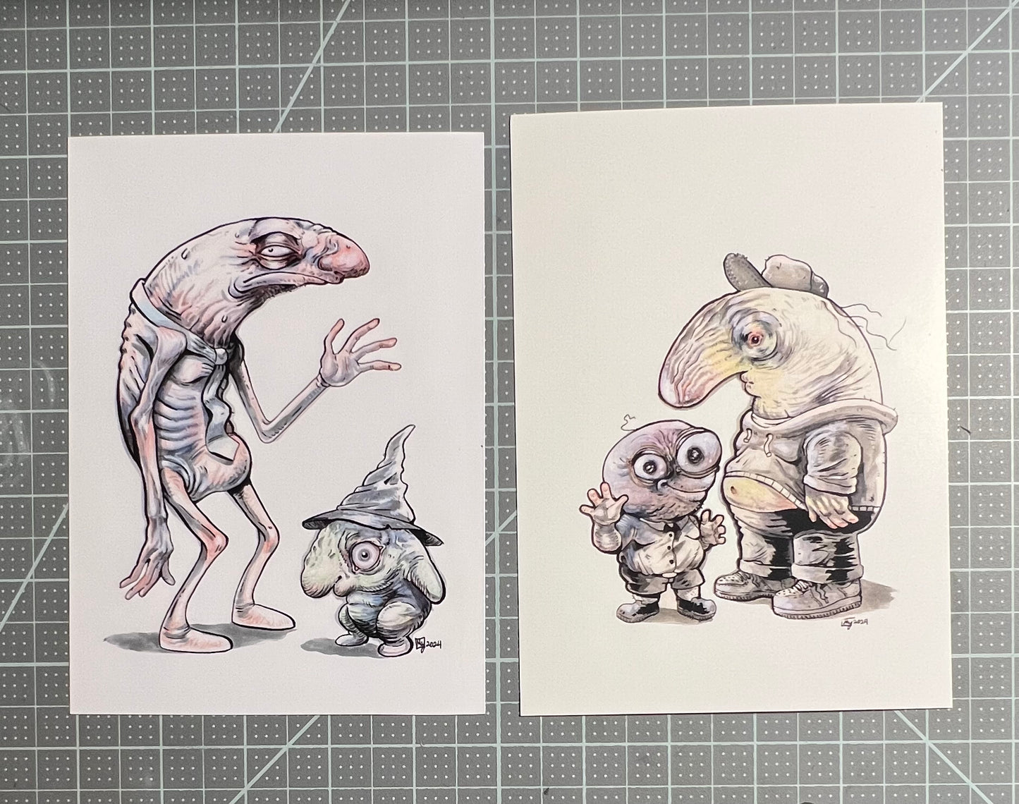 Grinning Chums Pim and Charlie art print, 8x10, 5x7