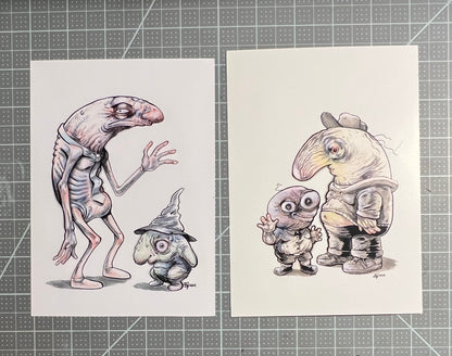 Grinning Chums Pim and Charlie art print, 8x10, 5x7