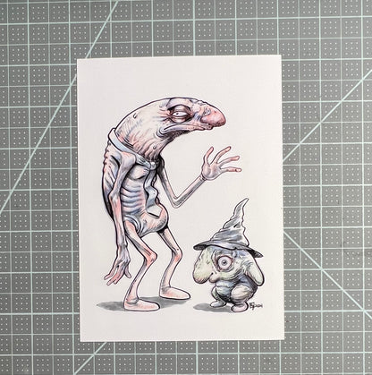 Grinning Chums Glep and Alan art print, 8x10, 5x7