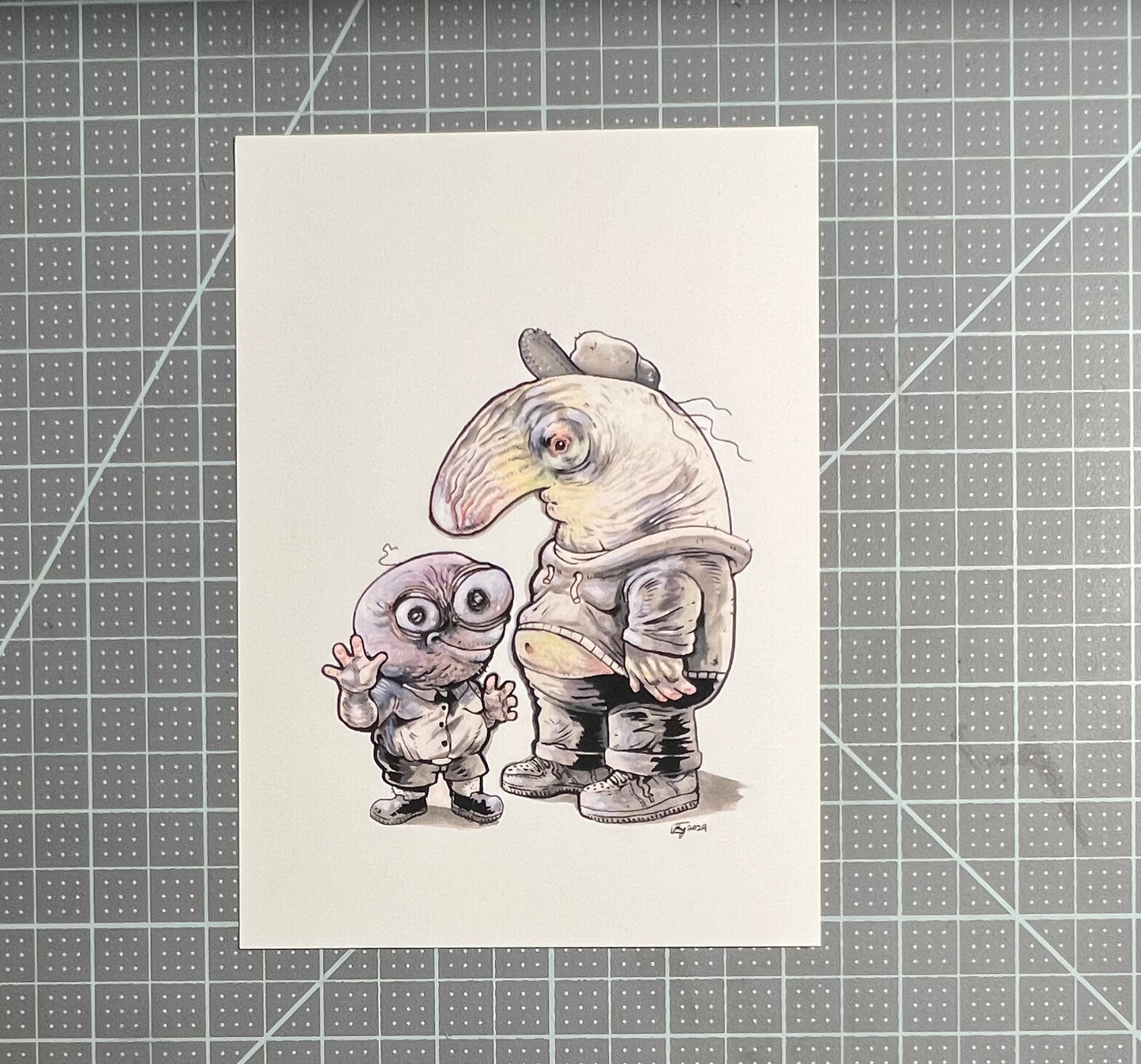 Grinning Chums Pim and Charlie art print, 8x10, 5x7