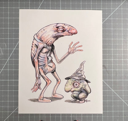 Grinning Chums Glep and Alan art print, 8x10, 5x7