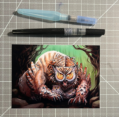 owl bear mother art print, 5x7