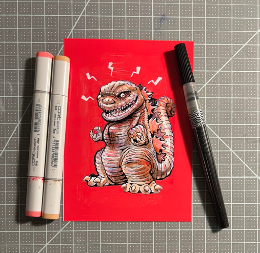 chibi atomic lizard art print, 5x7