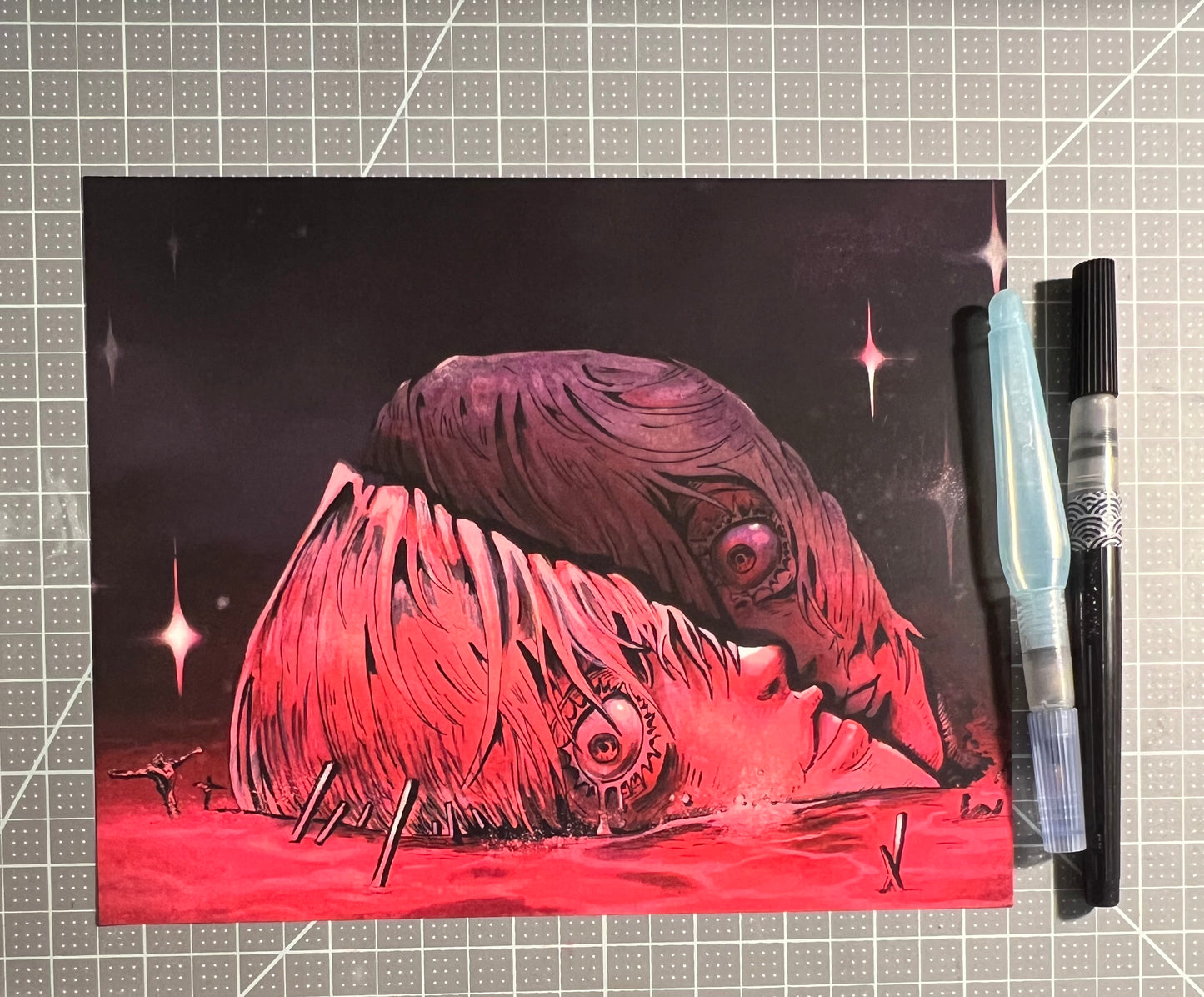 Rei head evangelion apocalypse art print, 8x10, 5x7