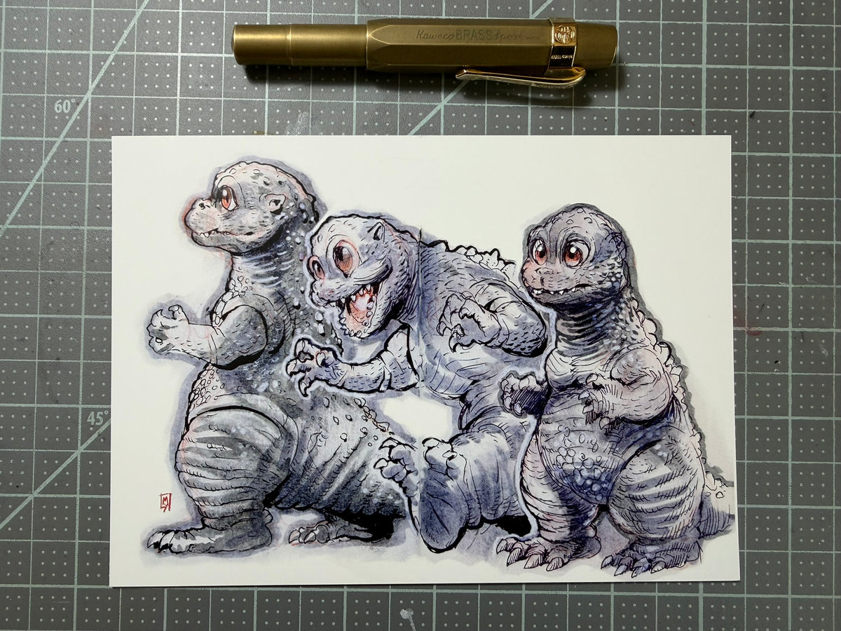 Atomic lizard baby art print, 5x7