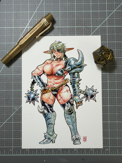 Elf warrior Wulfhild art print, 5x7