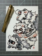 Punk rock raccoon dogs art print, 5x7
