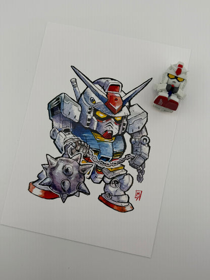 Earth mecha hero art print, 5x7