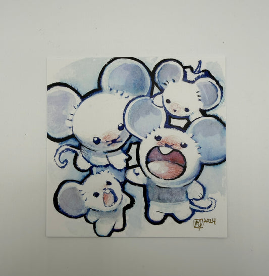 Mouse family mini print, 4x4