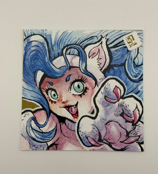 Cat girl mini print, 4x4