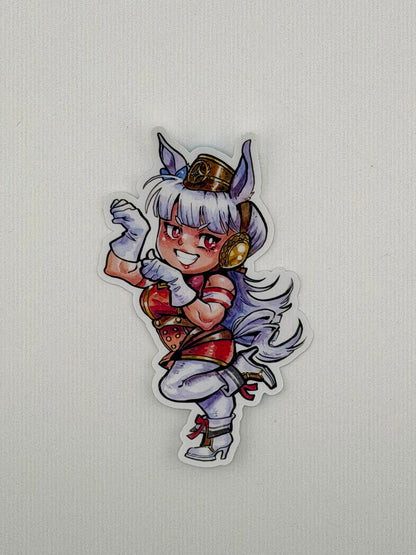 White horse girl vinyl sticker