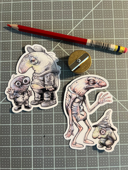 Grinning Chums, Glep and Alan, art sticker