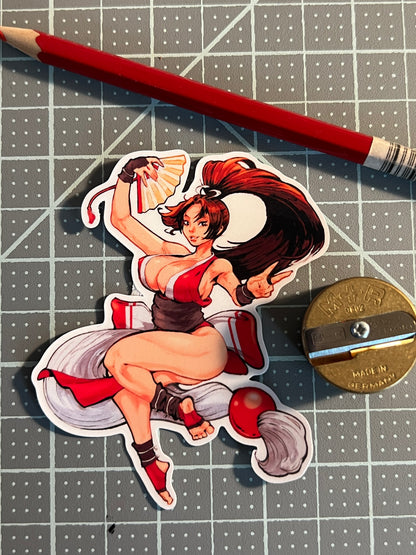 Kunoichi ninja fighter art sticker