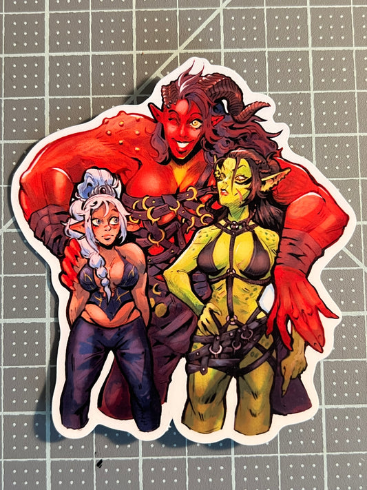 Fantasy adventurer trio! art sticker (large)