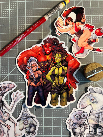 Fantasy adventurer trio! art sticker (large)