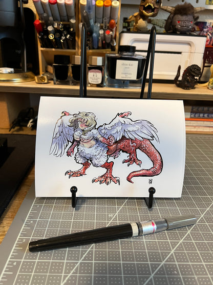Dragon woman chimera art print, 5x7