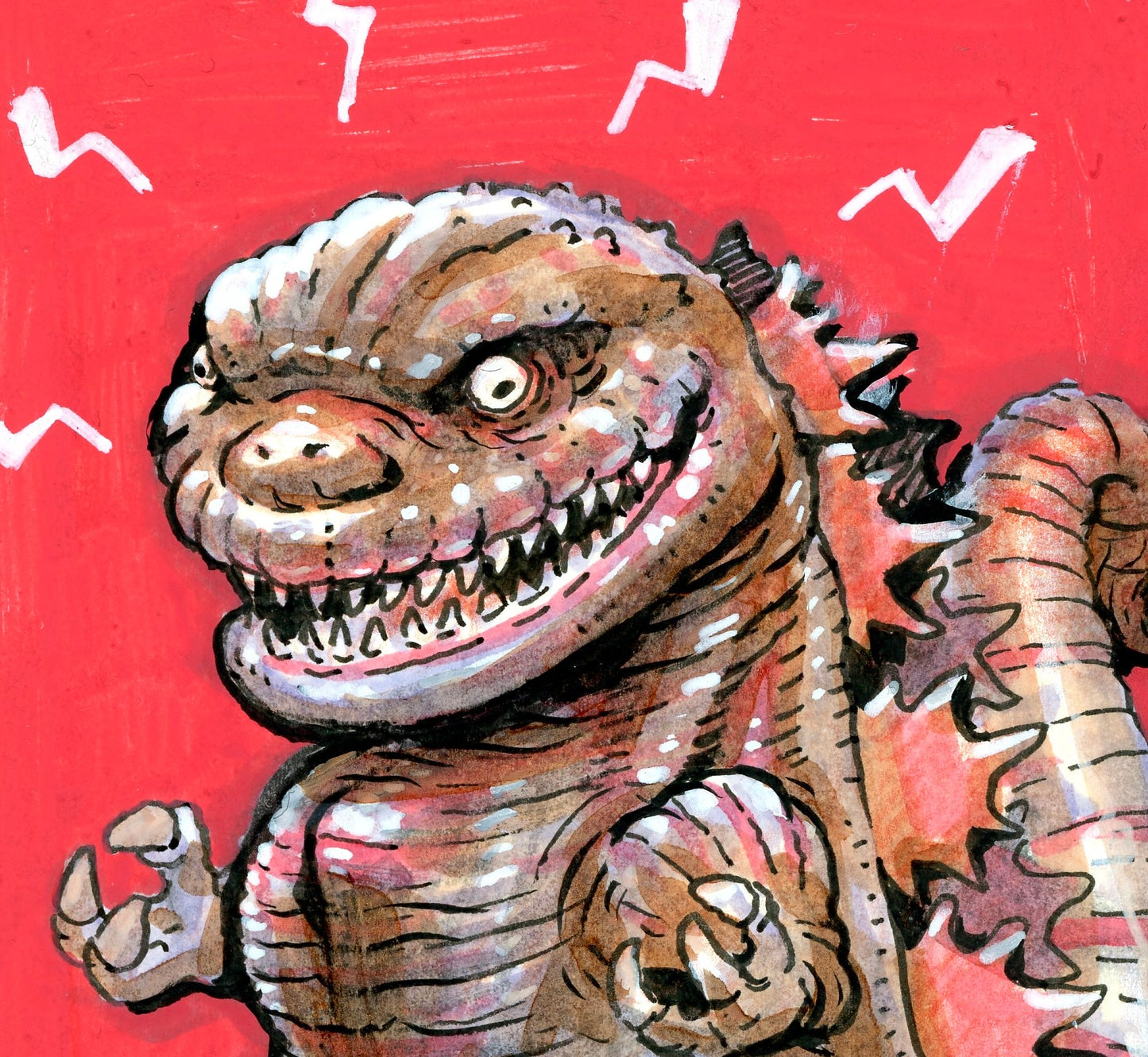 chibi atomic lizard art print, 5x7