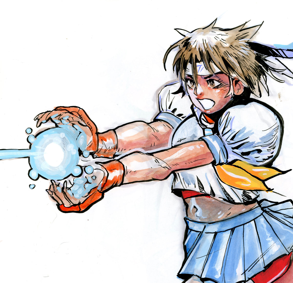 School girl martial artist art print, 5x7