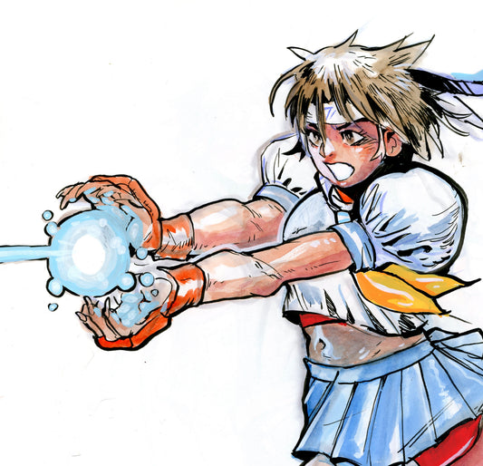 School girl martial artist art print, 5x7