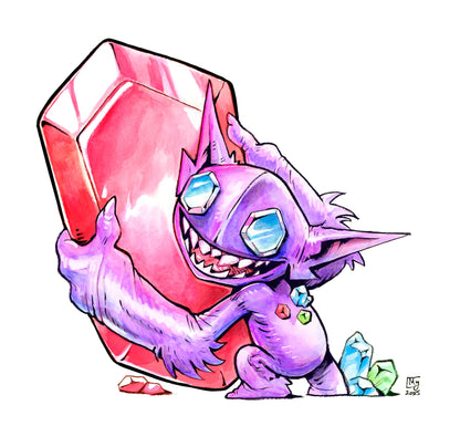 Gem eyed goblin art print, 5x7