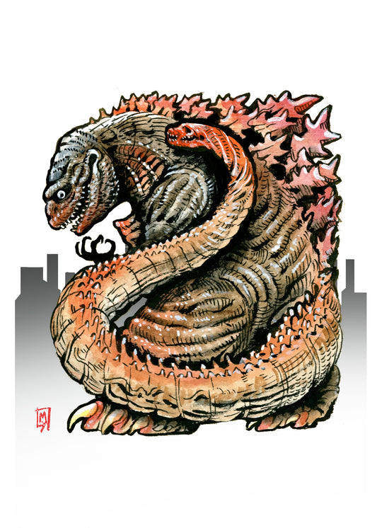 Large atomic lizard art print, 5x7