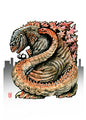 Large atomic lizard art print, 5x7