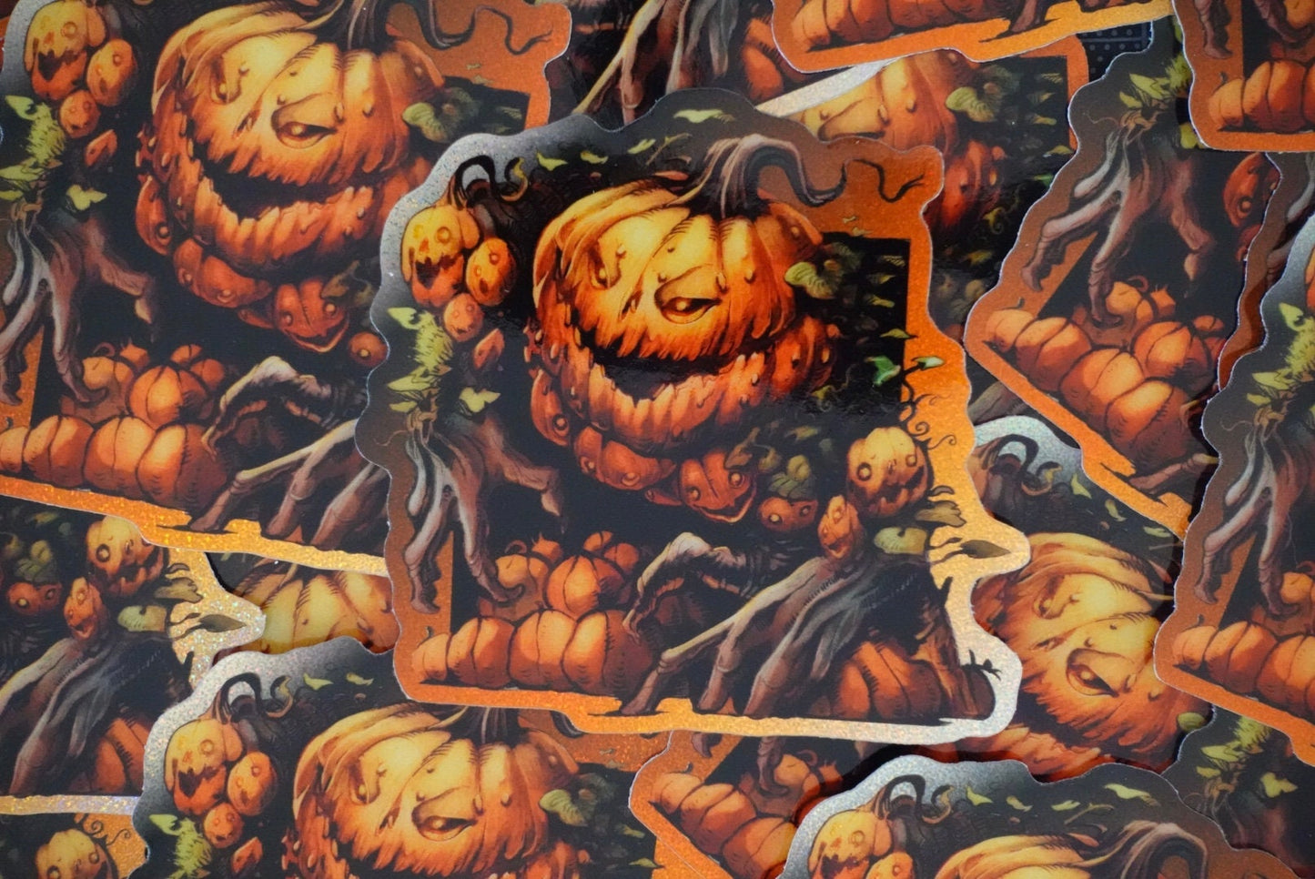 Pumpkin golem holographic vinyl sticker