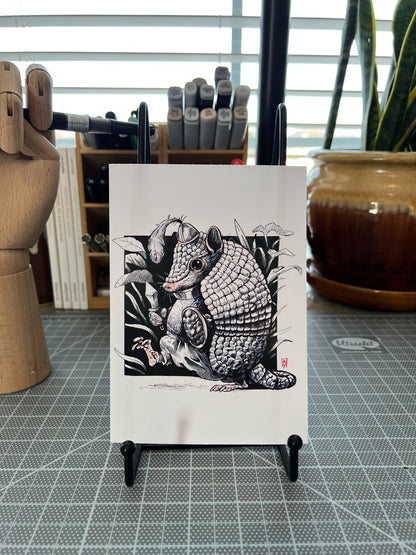 Armadillo knight art print 8x10, 5x7