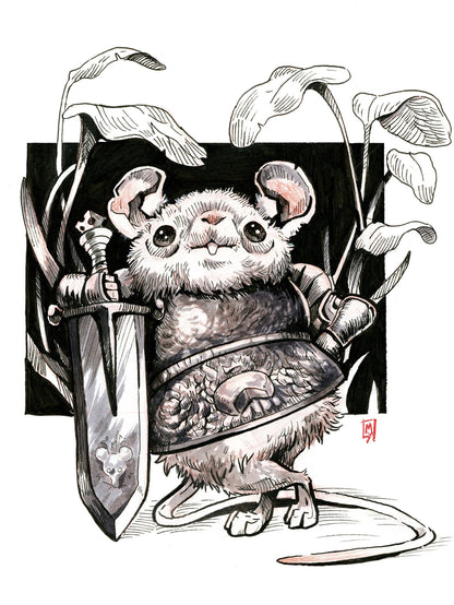 Mouse knight art print, 8x10, 5x7