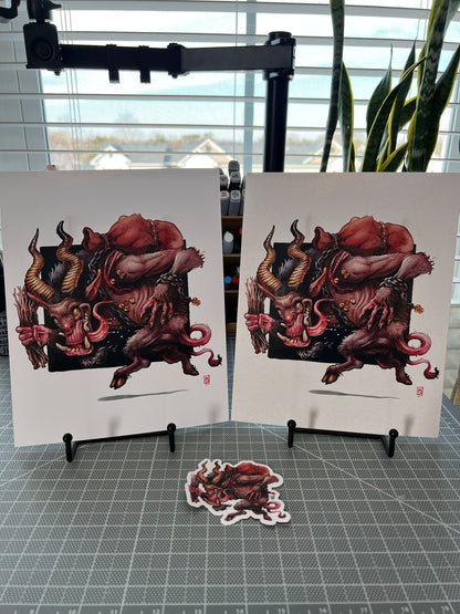 Krampus art print, 8x10