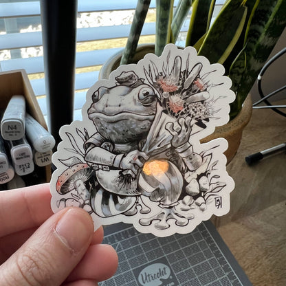 Lovesick Frog and bouquet sticker