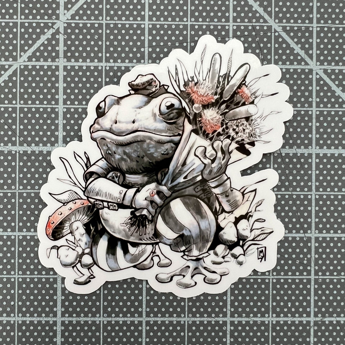 Lovesick Frog and bouquet sticker