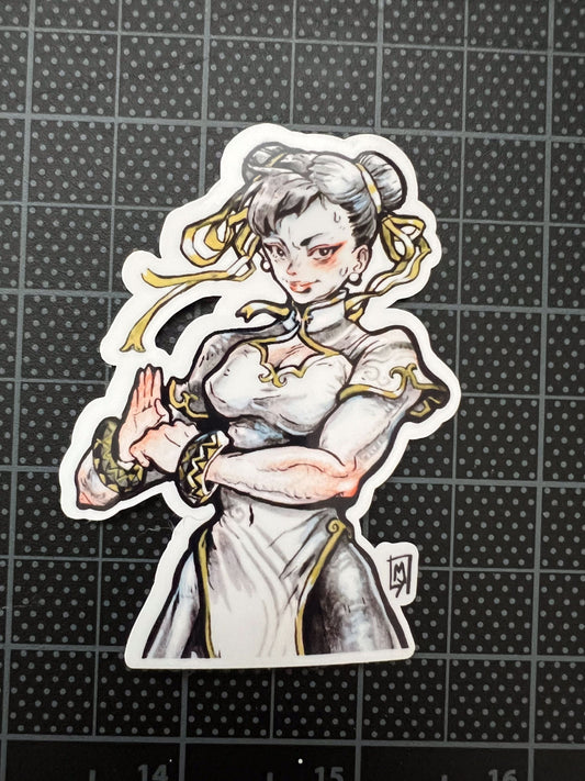 hair bun martial artist sticker