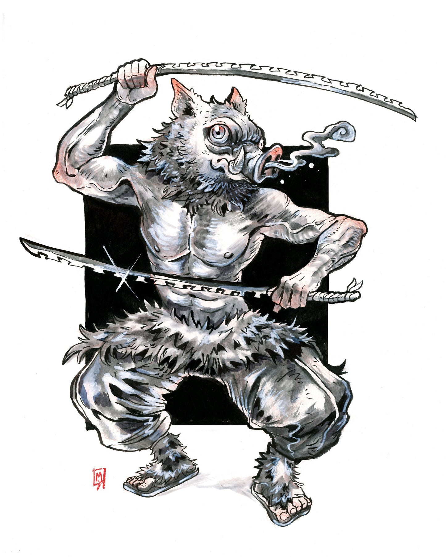 Boar headed swordsman, 8x10, 5x7