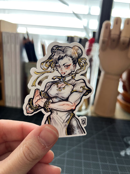 hair bun martial artist sticker