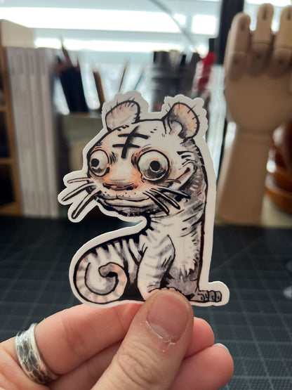 Tiger, silly sticker