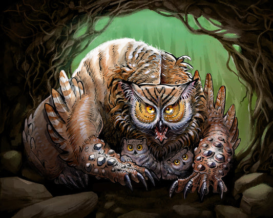 owl bear mother art print, 5x7