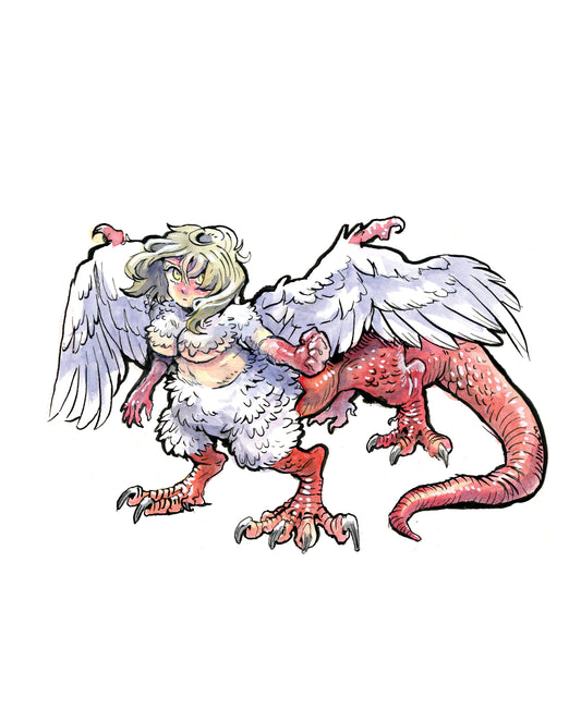 Dragon woman chimera art print, 5x7