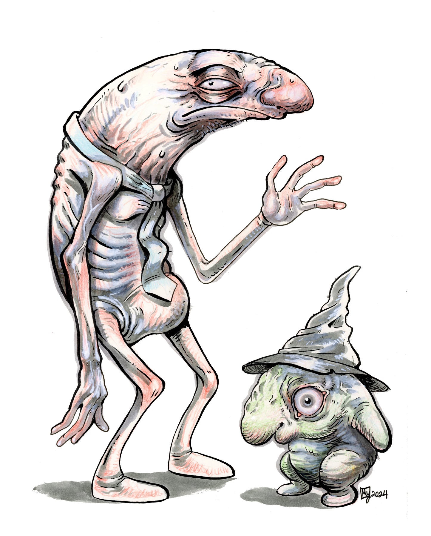Grinning Chums Glep and Alan art print, 8x10, 5x7