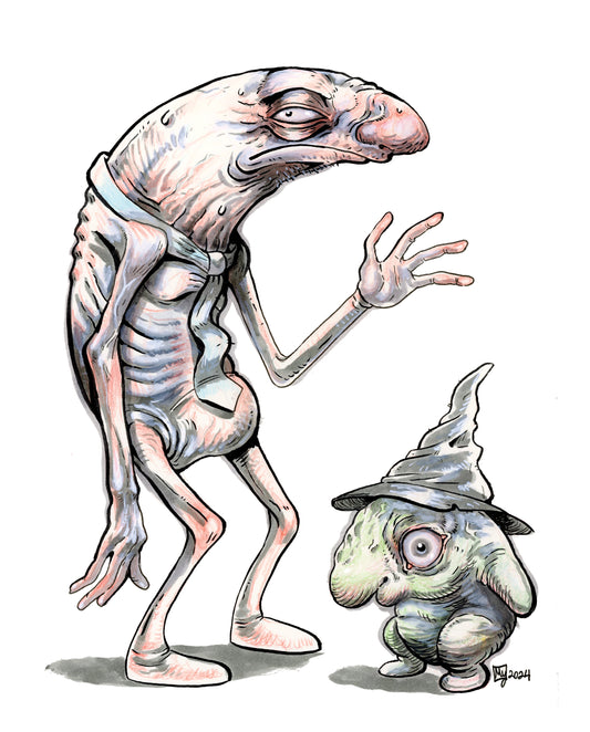 Grinning Chums Glep and Alan art print, 8x10, 5x7